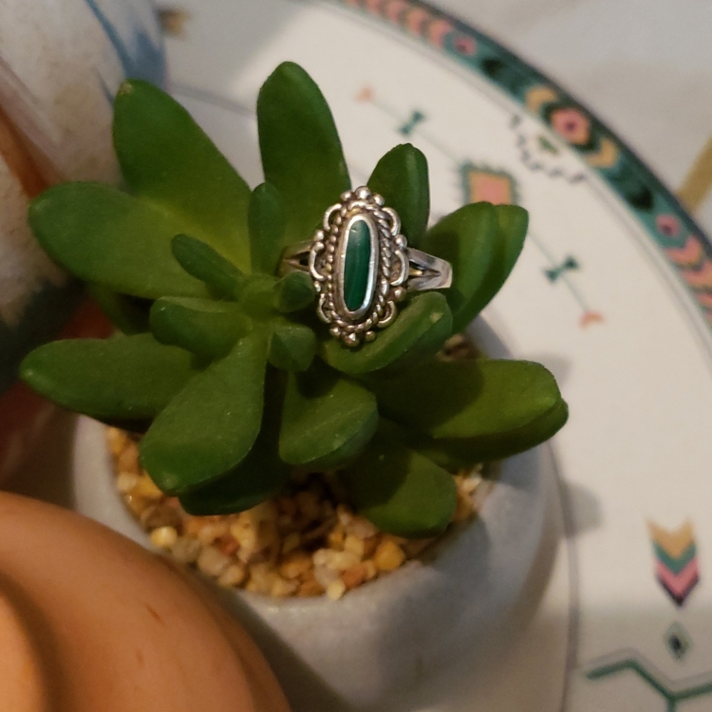 Native Style Green Malachite Sterling Silver